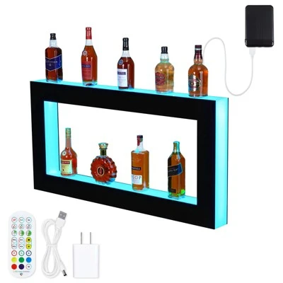 LED Lighted Liquor Bottle Display, Square 3-Step 48-Inch Wall Mounted Acrylic Liquor Shelf With Remote & App Control 7 LED Lighted Liquor Bottle Display, Square 3-Step 48-Inch Wall Mounted Acrylic Liquor Shelf With Remote & App Control - Image 7