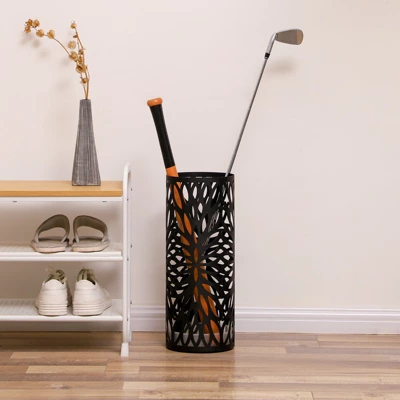 SONGMICS Umbrella Stand, Umbrella Holder, Steel Round Umbrella Rack Organizer Freestanding, For Canes Walking Sticks, Black 6 SONGMICS Umbrella Stand, Umbrella Holder, Steel Round Umbrella Rack Organizer Freestanding, For Canes Walking Sticks, Black - Image 6