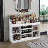 FUFU&GAGA White Home Bar Cabinet,LED Wine Rack With Storage,Liquor Cabinet With Tiered Display, For Living Room & Minimalist Interiors