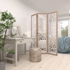 Farmhouse Wood Patterned Room Divider Screen White - Olivia & May 30 Farmhouse Wood Patterned Room Divider Screen White - Olivia & May -Baxton Studio Shop GUEST be993a40 148e 4c72 8fc9 7e5c149827f6