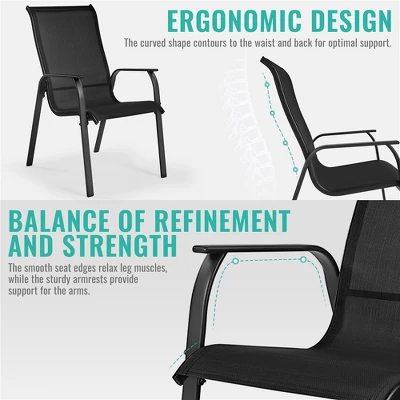 Yaheetech Set Of 2 Outdoor Texteline Stackable Dining Chairs With Backrest/ Armrests For Garden, Lawn, Porch, Backyard Pool 5 Yaheetech Set Of 2 Outdoor Texteline Stackable Dining Chairs With Backrest/ Armrests For Garden, Lawn, Porch, Backyard Pool - Image 5