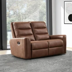 Bernard Fabric Manual Reclining Loveseat Brown - Abbyson Living