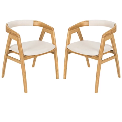 Costway Set Of 2 Bamboo Accent Chairs Leisure Chairs Armchairs W/ Seat Cushion 9 Costway Set Of 2 Bamboo Accent Chairs Leisure Chairs Armchairs W/ Seat Cushion - Image 9