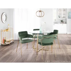 Set Of 2 Napoli Contemporary Chairs Gold/Emerald Green Velvet - LumiSource: Chrome-Plated, Metal Legs, Floor Protectors -Baxton Studio Shop GUEST bee0f59e df0c 48ab b218 da4a1709266c