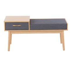40" Telephone Polyester Wood Contemporary Bench - LumiSource -Baxton Studio Shop GUEST bee4b092 d517 4c01 8b63 9b5ce1f0ba84