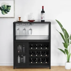 3-Tier Wine Bar Cabinet With Detachable Wine Rack And Drawer