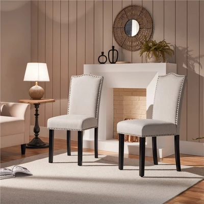 Yaheetech Set Of 2 Modern Fabric Upholstered Dining Chairs For Living Room Dining Room, Beige 1 Yaheetech Set Of 2 Modern Fabric Upholstered Dining Chairs For Living Room Dining Room, Beige