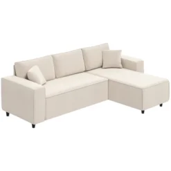 HOMCOM Sectional Sofa With Reversible Chaise, L-Shaped Corner Sofa Couch With Corduroy Fabric, Pocket Spring, 2 Pillows 12 HOMCOM Sectional Sofa With Reversible Chaise, L-Shaped Corner Sofa Couch With Corduroy Fabric, Pocket Spring, 2 Pillows -Baxton Studio Shop GUEST bf65ad5b 5758 4986 89d4 4bf17419887d
