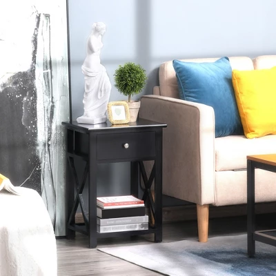 HOMCOM 22” Traditional Wood Accent End Table With Storage Drawer For Living Room Or Bedroom 2 HOMCOM 22” Traditional Wood Accent End Table With Storage Drawer For Living Room Or Bedroom - Image 2