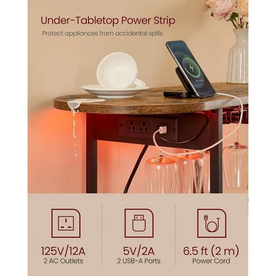 VASAGLE Bar Cabinets For Home, LED Coffee Bar With Power Outlets, Home Mini Bar For Liquor, Freestanding Wine Rack With Glass Holder 5 VASAGLE Bar Cabinets For Home, LED Coffee Bar With Power Outlets, Home Mini Bar For Liquor, Freestanding Wine Rack With Glass Holder - Image 5