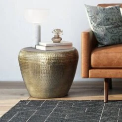 Lerner Metal Side Table Antique Gold - WyndenHall