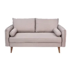 Emma And Oliver Upholstered Mid-Century Modern Pocket Spring Loveseat With Wooden Legs And Removable Back Cushions -Baxton Studio Shop GUEST bfbe0778 c891 4597 889f 4a9c4da01019