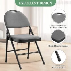 4 Pack Fabric Padded Folding Chairs, Commercial Metal Folding Chair With Padded Back, 350 Lbs Weight Capacity Comfortable Foldable Chair -Baxton Studio Shop GUEST bfbe85aa 5f53 44dd 89f5 0f18d0826c0d