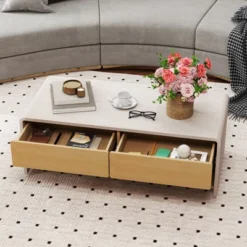 Tangkula Home Coffee Table W/ 2 Drawers & 2 Storage Shelf Rectangle Table Cocktail Table -Baxton Studio Shop GUEST bfdfde0c 2d0c 481c a706 42af0b794a29
