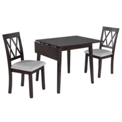 Foldable Dining Table Set For Small Space, 5 Pcs Set Farmhouse Style, Small Kitchen Table Set With Drop Leaf And 4 Dining Upholstered Chairs, Black 25 Foldable Dining Table Set For Small Space, 5 Pcs Set Farmhouse Style, Small Kitchen Table Set With Drop Leaf And 4 Dining Upholstered Chairs, Black -Baxton Studio Shop GUEST bffee000 238f 4544 8f0e ac555b913b86