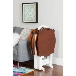 Austin Tray Table Set White/Hazelnut - Powell Company -Baxton Studio Shop GUEST c0066192 5287 475b a2af a754d9d64743