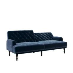 Lyla Upholstered Velvet Futon Blue - Room & Joy -Baxton Studio Shop GUEST c0c3bf7d 9225 4067 97bf b2a233eb8bcd
