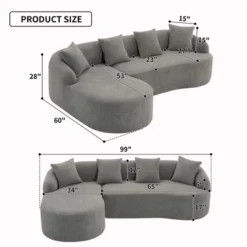 NicBex Couches For Living Room Modern Sectional Couch Chenille Upholstered 3-seater Sofa Couch Combining Chaise Longue