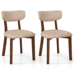 Costway 2 PCS Upholstered Dining Chairs Set Of 2 With Solid Rubber Wood Frame, Curved Backrest Brown/Grey 18 Costway 2 PCS Upholstered Dining Chairs Set Of 2 With Solid Rubber Wood Frame, Curved Backrest Brown/Grey -Baxton Studio Shop GUEST c0da6a2e 4751 4414 a6e2 547a5e721781