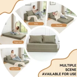 Foldable Sofa Bed With Memory Foam And Removable Cover, Convertible Floor Sleeper Chair For Guest Room, Lounge Couch With Backrest And Pillow-Koiai -Baxton Studio Shop GUEST c0dabcac e144 43ed ae2d 2e54ae0899ff