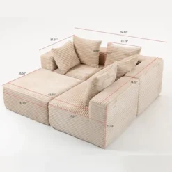 CAVINAS Comfy Corduroy Sofa With 4 Seaters,Magic Cube Sofa With Modular Configuration,U Shape Sectional Sofa For Living Room Furniture -Baxton Studio Shop GUEST c0db270c 7b77 4c41 ae56 b39c4f8902e4