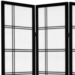 6 Ft. Tall Canvas Double Cross Room Divider - Black (6 Panels)