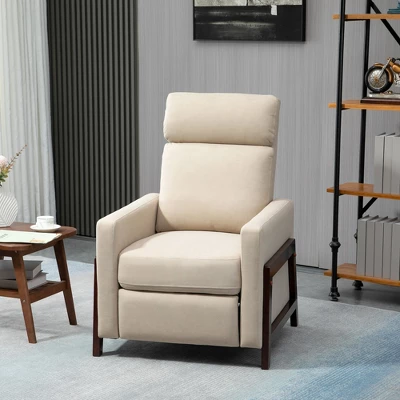 HOMCOM Manual Recliner Chair For Living Room Bedroom, Reclining Sofa Armchair With Footrest, Greige 2 HOMCOM Manual Recliner Chair For Living Room Bedroom, Reclining Sofa Armchair With Footrest, Greige - Image 2