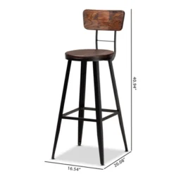 Set Of 2 Kenna Wood And Metal Finished Metal Barstools Brown/Black - Baxton Studio 11 Set Of 2 Kenna Wood And Metal Finished Metal Barstools Brown/Black - Baxton Studio -Baxton Studio Shop GUEST c129c781 9537 4840 868e 81d9a4aa470c