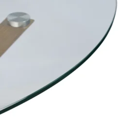 39'' Oliver Crossroads Round Pedestal Metal Legs With Clear Tempered Transparent Glass Tabletop -The Pop Maison -Baxton Studio Shop GUEST c157c7ee 29a3 45b2 937b 9be0ec645e6e