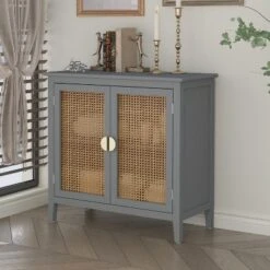 Archie Ash Wood Veneer 2 Door And Pine Legs Accent Cabinet With 1 Inner Shelf-Maison Boucle