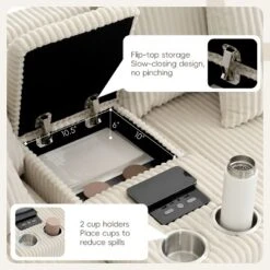 114''W Corduroy L-Shaped Sectional Sofa With Bluetooth Speakers, USB Charger, Cup Holders And Ottoman - ModernLuxe 19 114''W Corduroy L-Shaped Sectional Sofa With Bluetooth Speakers, USB Charger, Cup Holders And Ottoman - ModernLuxe -Baxton Studio Shop GUEST c165bb3a b380 45d3 9348 5d5077a35496