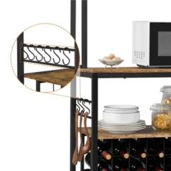Yaheetech 65" Wine Bakers Rack Freestanding Wine Rack With Glass Holder And Wine Storage, Rustic Brown -Baxton Studio Shop GUEST c169fdcc 8da0 42d3 83de e75f83da75f8