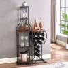 5 Tier Freestanding Wine Rack,Wine Bottle Holder,Wine Storage Organizer With Hanging Wine Glass Holder,Wine Display Rack For Bar Kitchen Living Room