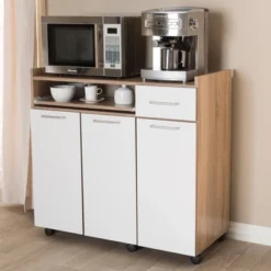 Charmain Modern And Contemporary Light Oak And Finish Kitchen Cabinet White/Brown - Baxton Studio -Baxton Studio Shop GUEST c1a96f47 4355 407f ad5b 3fbdca430b5f