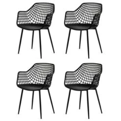 Costway Modern Dining Chair Set Of 4 Plastic Shell Hollow WithMetal Legs For Living Room -Baxton Studio Shop GUEST c1b998ac d0d7 41b7 bef5 c99d22dfc715