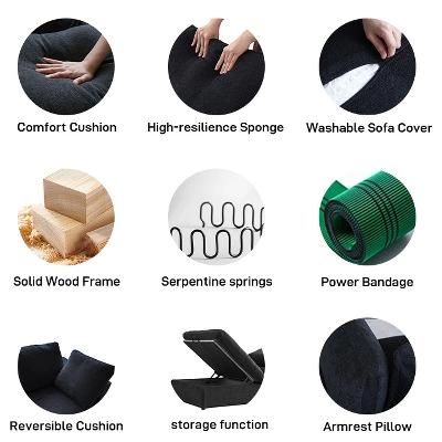 WJShome 160" Cloud Couch Modular Sectional Sofa For Livingroom,Convertible Sofa With Storage Ottomans,7 Seat Wide Couches 9 WJShome 160" Cloud Couch Modular Sectional Sofa For Livingroom,Convertible Sofa With Storage Ottomans,7 Seat Wide Couches - Image 9