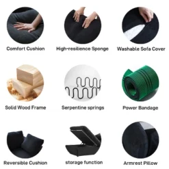 WJShome 160.6" Cloud Modular Sectional Sofa With Storage Ottomans,Convertible Couch Deep Seat For Living Room Sets,Covers Washable&Replaceable -Baxton Studio Shop GUEST c1beef4e 1483 4ee9 b4ca 265a1607fec7