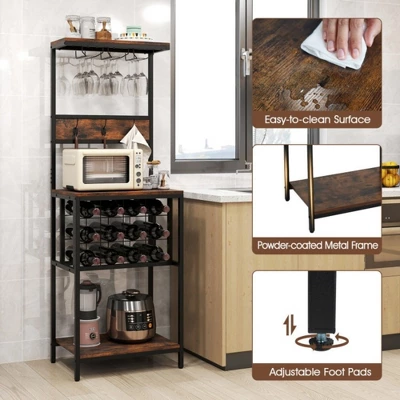 MOEPISY Freestanding Wine Rack Floor With Glass Racks 6 MOEPISY Freestanding Wine Rack Floor With Glass Racks - Image 6