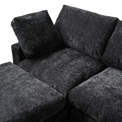 Cloud Couch Modular Sectional Sofa, 134" U Shaped Couch For Livingroom, Oversized Convertible Wide Seater With 2 Ottomans Living Room Set,Black 11 Cloud Couch Modular Sectional Sofa, 134" U Shaped Couch For Livingroom, Oversized Convertible Wide Seater With 2 Ottomans Living Room Set,Black - Image 11