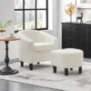 Yaheetech Contemporary Boucle Barrel Chair And Ottoman For Bedroom Living Room Ivory