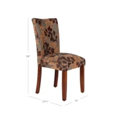 Parsons Dining Chair Brown/Tan - HomePop: Upholstered, Wood Legs, Foam Cushion, Spot Clean, K1136-F975