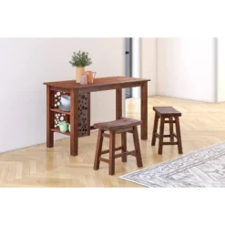 3pc Rectangular Brittany Dining Table Set Wire Brushed Finish Chestnut - Boraam -Baxton Studio Shop GUEST c25a048f b5d6 43ed b4cf d5796ca8e2cb