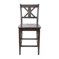 Emma And Oliver Set Of 2 Wooden Modern Farmhouse Bar Height Dining Stool With Decorative Carved Backrest And Wood Seat -Baxton Studio Shop GUEST c2812ea9 bda2 4737 b3bd 49ccf3fe5216