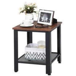 Industrial End Table 2-Tier Side Table W/Storage Shelf Rustic Sofa Table Black -Baxton Studio Shop GUEST c2bff977 0a94 44c4 8c1e bdd2035cad16