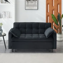 SKRAN Convertible Sleeper Sofa Bed LoveSeat Casual Couch Velvet Sofa, With Pull-Out Bed And Adjustable Backrest For Home Apartment Living Room -Baxton Studio Shop GUEST c32079ac 77bd 47aa acb4 1435858b089e