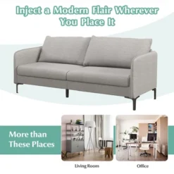 Costway Modern 76'' Loveseat Sofa Couch For Living Room Apartment Dorm With Metal Legs Gray 13 Costway Modern 76'' Loveseat Sofa Couch For Living Room Apartment Dorm With Metal Legs Gray -Baxton Studio Shop GUEST c33536d9 2c09 4427 8e66 4defc26e664e