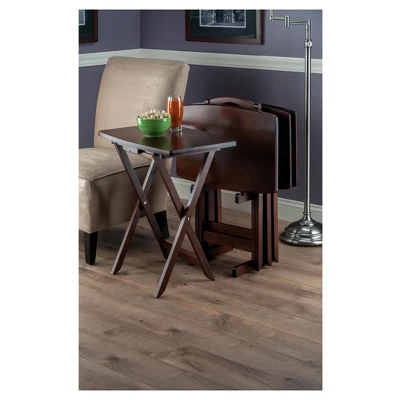 5pc Darryl Oversize Snack Table Set Antique Walnut - Winsome 3 5pc Darryl Oversize Snack Table Set Antique Walnut - Winsome - Image 3