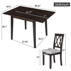 Foldable Dining Table Set For Small Space, 5 Pcs Set Farmhouse Style, Small Kitchen Table Set With Drop Leaf And 4 Dining Upholstered Chairs, Black 18 Foldable Dining Table Set For Small Space, 5 Pcs Set Farmhouse Style, Small Kitchen Table Set With Drop Leaf And 4 Dining Upholstered Chairs, Black -Baxton Studio Shop GUEST c3398415 511c 4a16 9c1b 3f00175b8d37