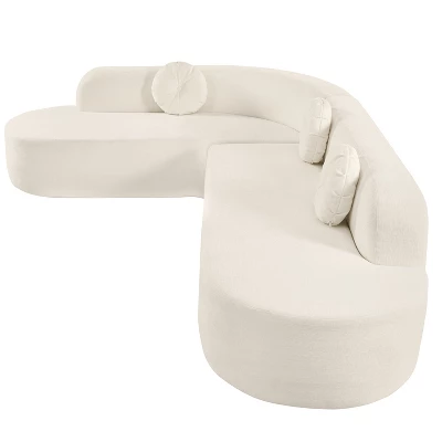 122''W Modern 2-Piece Curved Sectional Sofa, Elegant Chenille Upholstered Couch With Round Pillows - ModernLuxe 5 122''W Modern 2-Piece Curved Sectional Sofa, Elegant Chenille Upholstered Couch With Round Pillows - ModernLuxe - Image 5