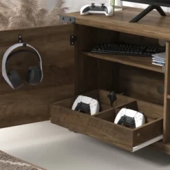 70" Prestwick Gaming Ready Wood TV Stand With 2 Doors And Shelves For TVs Up To 78" Knotty Oak Top - Hillsdale Furniture -Baxton Studio Shop GUEST c3b3db09 f55b 4c5e 9fc0 d2587beb578e